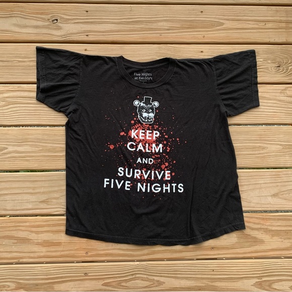 {FNAF} Five Nights at Freddy’s Keep Calm and Survive Five Nights Shirt • Size M - Picture 2 of 5